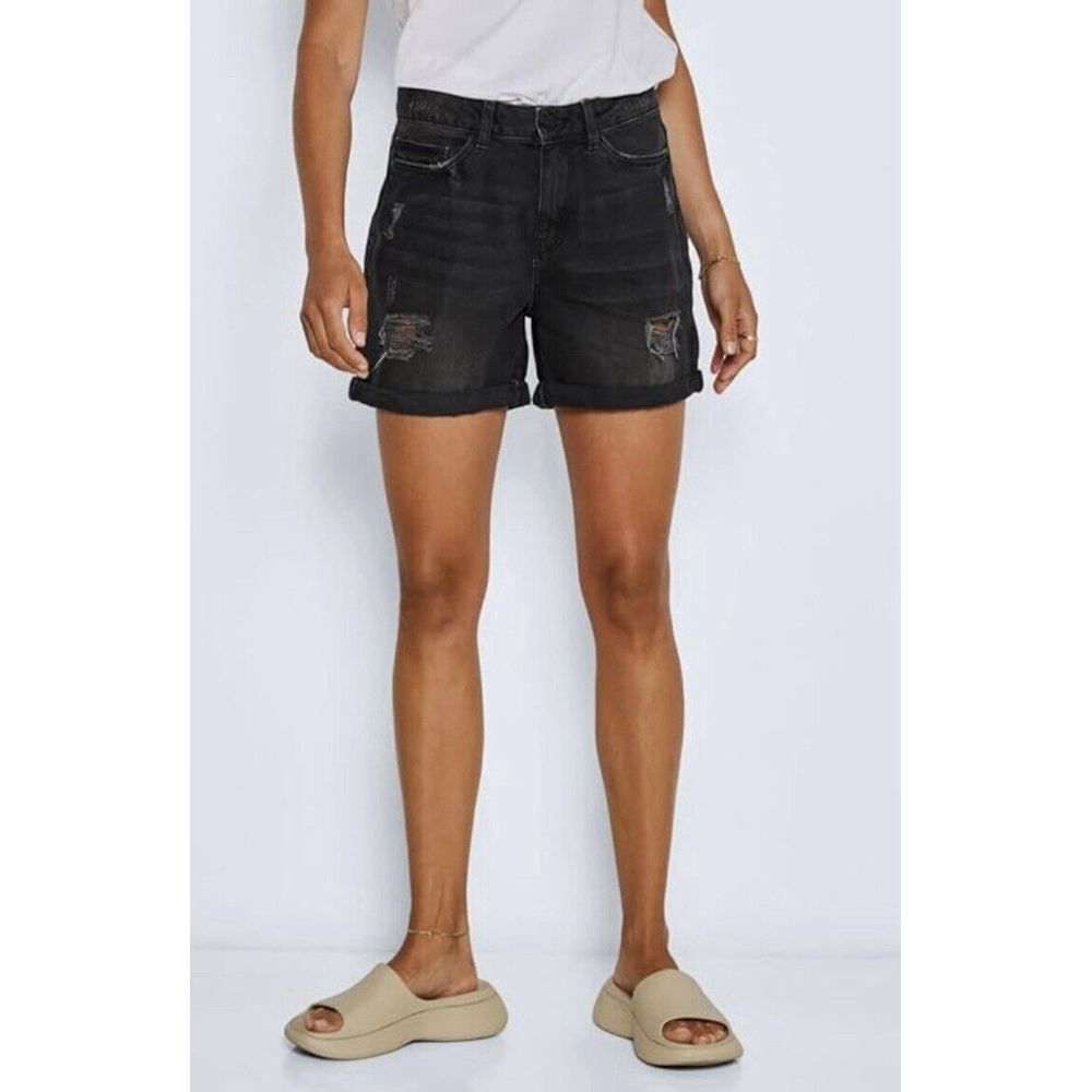 Noisy May Black Denim‎ Distressed Jean Shorts Small NEW